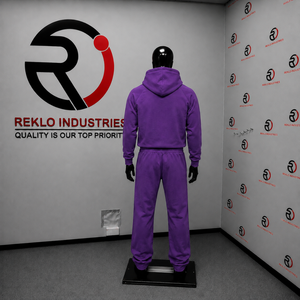 Conjunto de Sudadera con Capucha Morada Oversize para Hombre, Estilo Urbano Personalizado, Sudadera Pullover y Pantalones Anchos con Botones a Presión, Ropa Deportiva al por Mayor - Product Image 4