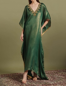 Fashionable <b>Kaftan</b> Abaya Handmade Moroccan Arabian Dress Long Sleeve Polyester Regular Fit Casual Evening Party Wedding Flared - Product Image 1