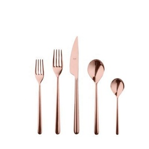 18/10 Gold Stainless Steel Modern Good Design Reusable Matte Polish <b>Flatware</b> Sets for Parties and Weddings - Product Image 2