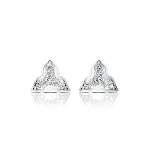 Pendientes de Diamantes en Oro Blanco de 14K, Joyería Fina para Hombre, Diseño de Racimo en Forma de Trébol - Product Image 2