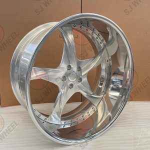 Cerchi Forgiati SJ a 2 Pezzi con Finitura Spazzolata e Bordo Cromato da 20, 22, 24, 26 Pollici, PCD Personalizzato 5x115 5x120.7 per Camaro, Chevelle SS, Nova, Impala - Product Image 2