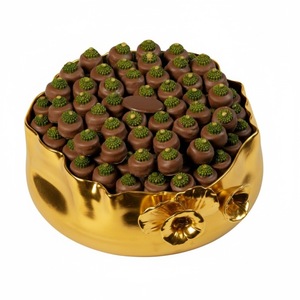 Bol de service classique en métal doré avec pieds, plat décoratif doré pour centre de table, bonbonnière pour mariage, fête et événementiel, prix abordable - Product Image 4