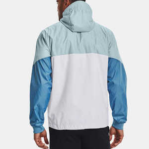 Veste coupe-vent à capuche pour homme, color-block, sportive, fermeture éclair, polyester, vêtement d'extérieur pour le printemps - Product Image 5