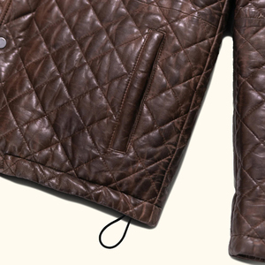 <b>Leather</b> <b>Jacket</b> OEM Custom Design Stand Collar Vintage Quilted <b>Leather</b> <b>Jacket</b> Outdoor Autumn <b>Long</b> Sleeve Genuine <b>Leather</b> <b>Jacket</b> - Product Image 5