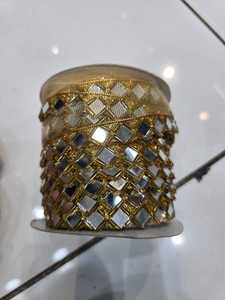 Bordure décorative en maille de strass diamantés avec perles miroir dorées, écologique, thermocollante et à coudre, à dos plat, pour vêtements et artisanat - Product Image 2