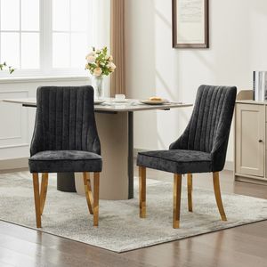 Sedie da Pranzo in Tessuto Rayon con Rivestimento in Ciniglia, Comode Sedie Imbottite per Cucina e Sala da Pranzo - Product Image 1