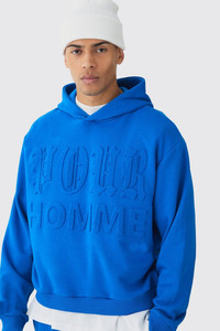 Unisex Custom Logo Embossed Hoodies Men Heavyweight Thick Oversized Cropped Fleece Lined Winter Pullover Terry Fabric Hooded - Product Image 3