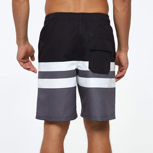 Shorts de Baño para Hombre, de Secado Rápido, con Bloques de Color y Rayas, Cintura con Cordón, Estilo Casual, Tejido de Tela, Corte Medio, con Bolsillos - Product Image 2