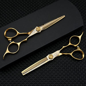 Ciseaux de coiffure japonais EIK-112 pour droitiers, en acier, tranchants, réutilisables, motif Damas doré, avec revêtement en titane, pour barbier - Product Image 3