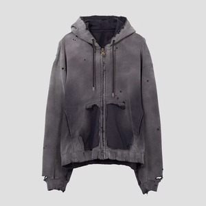 Hoodie personnalisé avec poche avant zippée, en molleton de coton délavé, coupe oversize à épaules tombantes et coupe carrée, avec option d'effets de lavage et de strass - Product Image 5