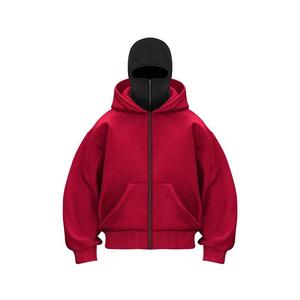 Sweat à capuche balaclava pour homme, style streetwear Y2K, décontracté, en coton imprimé, avec fermeture éclair intégrale et double capuche tendance - Product Image 1