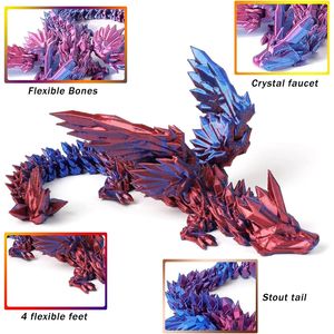 Dragón Alado Articulado Impreso en 3D de 9 Pulgadas con Alas de Cristal, Decoración Perfecta para Escritorio, Decoraciones de Cristal, Categoría de Producto - Product Image 3