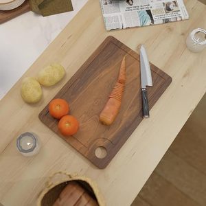 Planche à découper rectangulaire en bois d'acacia avec rainure pour les jus, planche de cuisine, planche de boucher, planche de service - Product Image 3