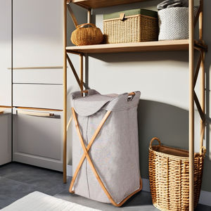 Competitive Price Modern Rectangle Bamboo Multi Function Collapsible Bracket <b>Laundry</b> <b>Hamper</b> for Sale - Product Image 1