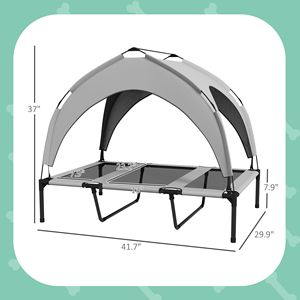 Cuccia rialzata per cani 107x76x94 cm con tettoia in rete traspirante, lettino per animali domestici da esterno per campeggio, lavabile e confortevole - Product Image 3