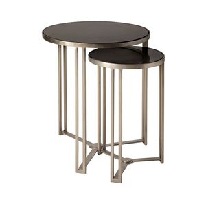 Modern <b>Nesting</b> <b>Table</b> Set of 2 Round Metal Coffee <b>Tables</b> with Glass Top Powder Coated Finish Dining & Living Room Home Furniture - Product Image 4