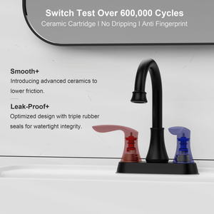 Rubinetto per lavabo da 4 pollici nero opaco con scarico a scomparsa e tubi di alimentazione per lavabi da bagno - Product Image 2