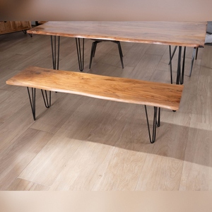 Banco de diseño Vandana Urban Aura, 160 cm, en madera de acacia con patas de metal - Product Image 2