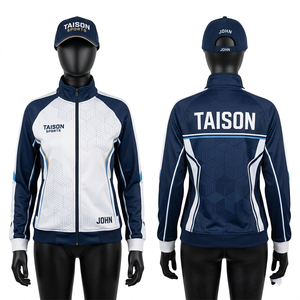 Women Cricket Training Jacket 290 GSM Premium Poly <b>Fleece</b> Red <b>Black</b> White Contrast Panels Sublimated Custom Logo Sportswear - Product Image 5