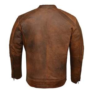 Nueva Chaqueta de Cuero Tejido para Hombre, a la Moda, con Cuello Alto, Logotipo Frontal, Cuero Genuino, Resistente al Viento, Transpirable, con Capucha - Product Image 2