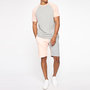 Ensemble deux pièces unisexe pour homme : T-shirt et short d'été avec taille élastique, motif uni respirant – Conception 2-en-1 - Product Image 5