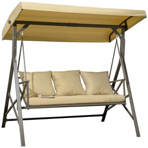 Dondolo da Giardino a 3 Posti con Tettuccio Regolabile, Cuscino e 3 Cuscini Decorativi - Product Image 1