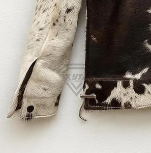 Luxurious Custom Cowhide Leather Jacket Men Winter Warm Faux Fur <b>Coat</b> Cow Print Streetwear Outerwear High Quality Factory Price - Product Image 4