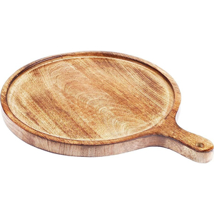 Pala para Pizza y Bandeja Redonda de Madera de Acacia Hecha a Mano de Primera Calidad, Bandeja para Pizza de Madera Natural con Asa para el Hogar o Cafetería - Product Image 1