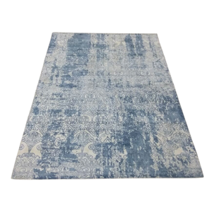 Alfombra de Lana Tejida a Mano, Estilo Vintage, Desgastada, Personalizada, Transicional, Beige y Gris, de Pelo Corto, para Hogares Modernos - Product Image 2