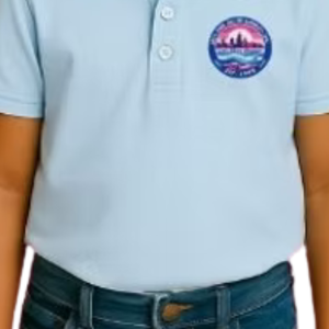 Polo brodé bleu ciel pour filles, décontracté, à manches courtes, pour l'école, confortable, style de vie, haut de gamme - Product Image 6