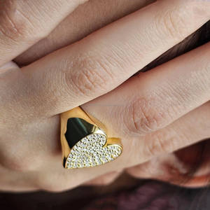 Anillo de Compromiso y Boda con Diamante Moissanita de Corte Redondo en Forma de Corazón para Hombre y Mujer, Plata de Ley 925, Estilo Hip Hop, Joyería para Fiesta - Product Image 2