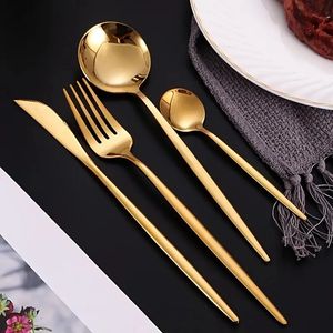 Juego de Cubiertos de Lujo de Estilo Nórdico Moderno, 40 Piezas, Cubertería Moderna de Acero Inoxidable Dorado - Product Image 4