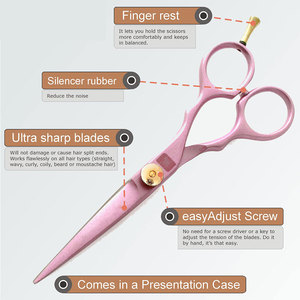 Fabrication de qualité supérieure de ciseaux de coiffure légers de conception allemande, couleur rose pastel, et ciseaux de barbier de GERVET. - Product Image 6