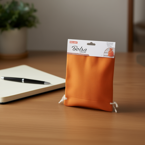 Borsa Multiuso Ilan 9x12 Cm Arancione 3 Pezzi Sacchetto con Coulisse in Cotone - Product Image 3