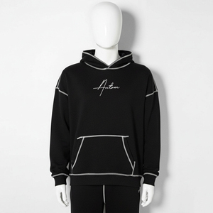 Sweat-shirt à capuche personnalisé pour homme, en molleton épais, avec motif dessin animé imprimé et surpiqûres contrastées, style streetwear, vêtements en gros - Product Image 1