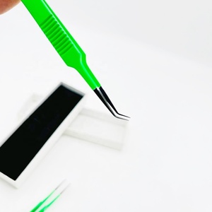 แหนบถอนขนตาเหล็ก45-90องศาผงสีเขียวเคลือบด้วยวัสดุสเตนเลสกันไฟฟ้าสถิตย์สีดำคงทน - Product Image 4