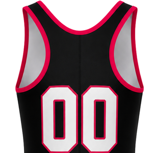 Maillot de lutte sublimé noir et rose pour hommes, uniforme sportif en polyester, sans manches, vêtements de lutte pour l'entraînement et les matchs - Product Image 5