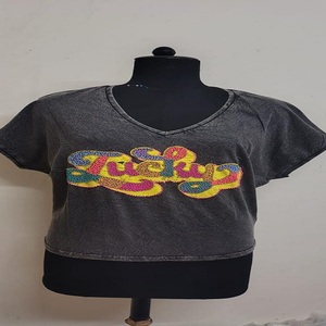 Women Cotton V Neck <b>T</b> <b>Shirt</b> Wholesale Manufacturer Supply for Best Price - Product Image 2