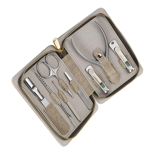 Wholesale 8-Piece German Stainless Steel Manicure Pedicure Kit <b>Nail</b> File Scissor Pusher Beauty Set PU Zipper <b>Case</b> Box Packaging - Product Image 2