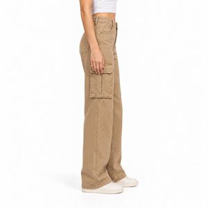 Pantalon cargo en jean décontracté taille haute coupe droite avec plusieurs poches pour le travail en extérieur – Collection Automne 2025 - Product Image 5