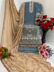 Meilleure qualité indien pakistanais vêtements femmes 2 pièces costume asiatique Shalwar Kameez costumes dernière conception mode porter des robes de mariée - Product Image 5
