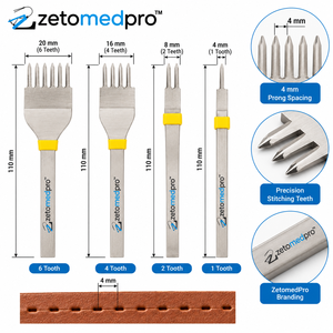 Ensemble de 4 ciseaux à coudre le cuir, espacement des dents de 4 mm, pour la fabrication de portefeuilles, sacs, ceintures, chaussures et artisanat DIY ZetomedPro - Product Image 5