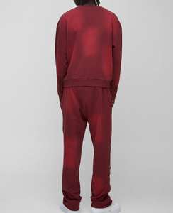 Conjunto de Sudadera con Capucha y Pantalones de Chándal para Hombre, Estilo Streetwear de Invierno, con Apliques Bordados Personalizados, Lavado Ácido, Efecto Desgastado por el Sol, Corte Acampanado, 100% - Product Image 6