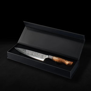 Cuchillo de Cocina Artesanal de Acero Damasco de Alta Calidad con Hoja de Acero Estriado y Funda de Cuero Ecológica y Duradera para Exteriores - Product Image 4