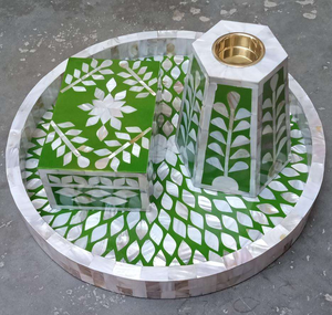 Vase en incrustation d'os en résine artisanale moderne en bois fait à la main plateau de brûleur d'encens coffret en acrylique poli pour la décoration d'hôtel à la maison mur parfait - Product Image 3