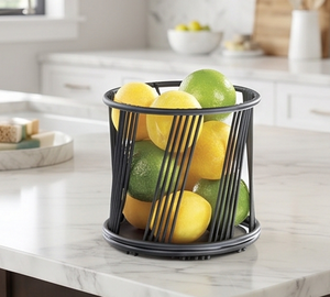 Panier de rangement moderne en fil métallique noir de forme circulaire pour plantes et organisation – un élément d'ameublement élégant - Product Image 6