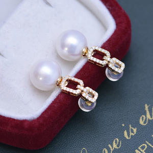 Pendientes de Perlas Redondas Blancas de Agua Dulce de 10-11 mm sobre Plata S925, Juego Completo, Luz Intensa y Pequeñas Imperfecciones, Versión Coreana - Product Image 3