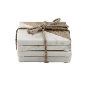 Collection Unique : Ensemble de Sous-Verres Élégants en Bois d'Acacia et Marbre Blanc pour Table à Manger, Approvisionnement Mondial avec Emballage Personnalisé - Product Image 1