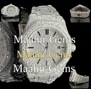 นาฬิกาข้อมือผู้ชาย Mossinate ตัวเรือนสแตนเลสสตีล หน้าปัดทรงกลมประดับโมอิสซาไนต์ สายแบบคริสตัลแก้ว ตัวล็อคแบบสายรัดข้อมือ กันน้ำได้ 10 บาร์ - Product Image 3