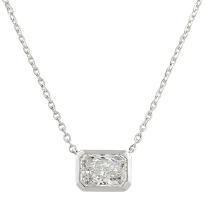 Pendentif en diamant de laboratoire certifié taille Radiant, serti clos, en or massif 14 carats, clarté VVS1, cadeau d'anniversaire pour elle - Product Image 2